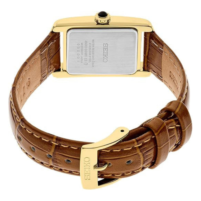 Seiko Women's Mother-of-Pearl Dial Brown Leather Band Analog Quartz Watch - SWR100