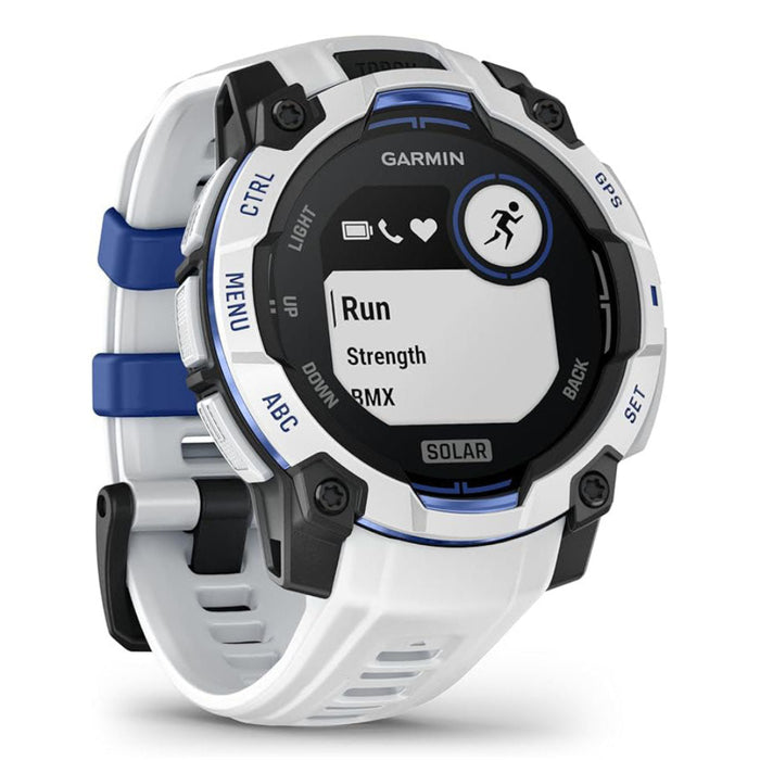 Garmin Instinct® 3 – 45 mm Unisex Whitestone With Whitestone/Bolt Blue Silicone Band Built-in Flashlight Supernova Collection Limited Edition Color Solar Rugged Outdoor GPS Smartwatch - 010-02934-03