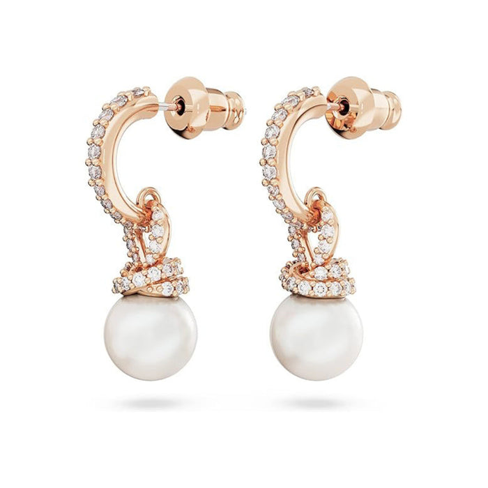 Swarovski Women's Clear Stones In A Rose Gold-Tone Finished Setting Originally Pearl Drop Earrings - 5669524