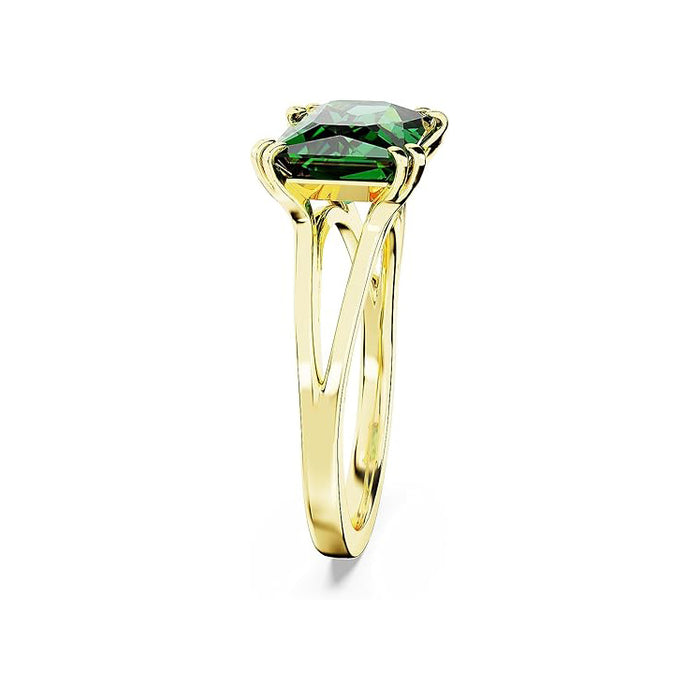 Swarovski Part of the Stilla Collection Women's Green Rectangular-Cut Stone in a Gold-Tone Finished Setting Size 9 Stilla Cocktail Ring - 5677145