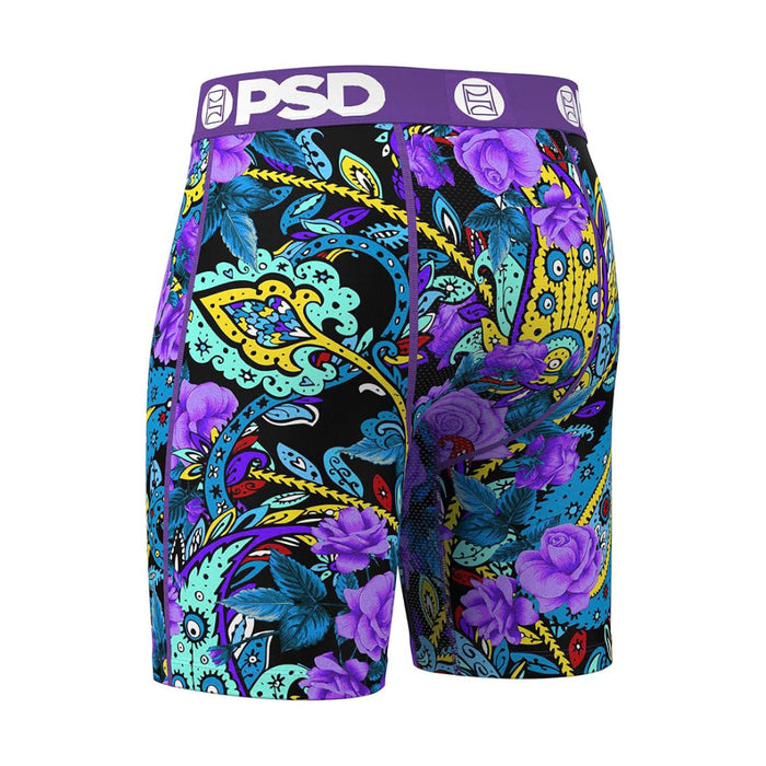 PSD Men's Multicolor Violet Paisley Boxer Briefs Small Underwear - 324180073-MUL-S
