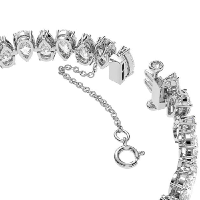 Swarovski Women's Pear cut Zirconia Clear Rhodium Finish Matrix Tennis Bracelet - 5598350