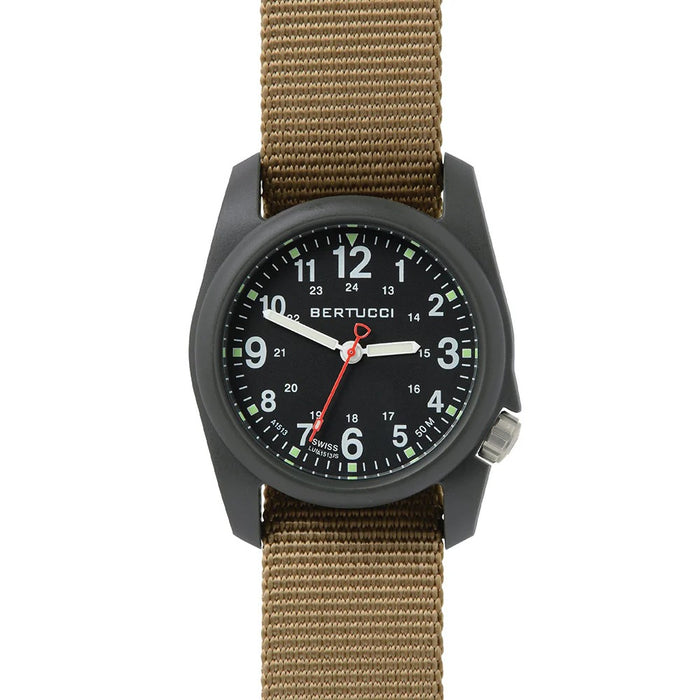 Bertucci Men's Black Dial Coyote Nylon Band Analog Japanese Quartz Watch - 11027
