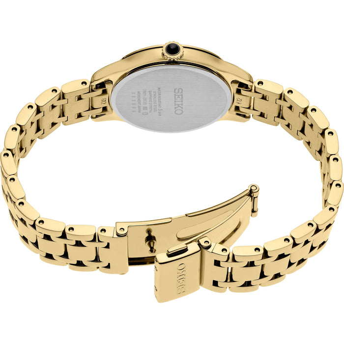 Seiko Women's Gold Dial Stainless Steel Band Quartz Watch - SRZ552