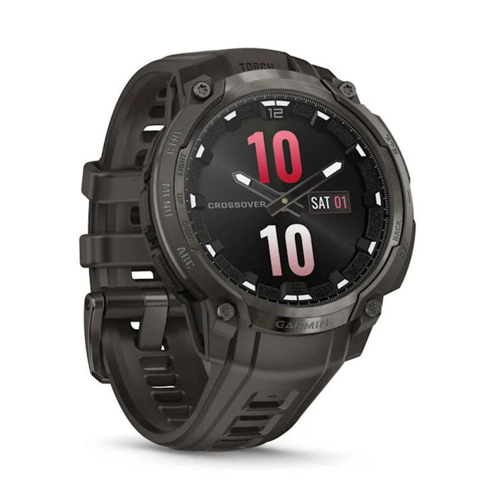 Garmin Instinct® Unisex Charcoal With Charcoal Silicone Band Crossover AMOLED Analog Watch Hands And Bright AMOLED Display Rugged Hybrid GPS Smartwatch  - 010-03398-00