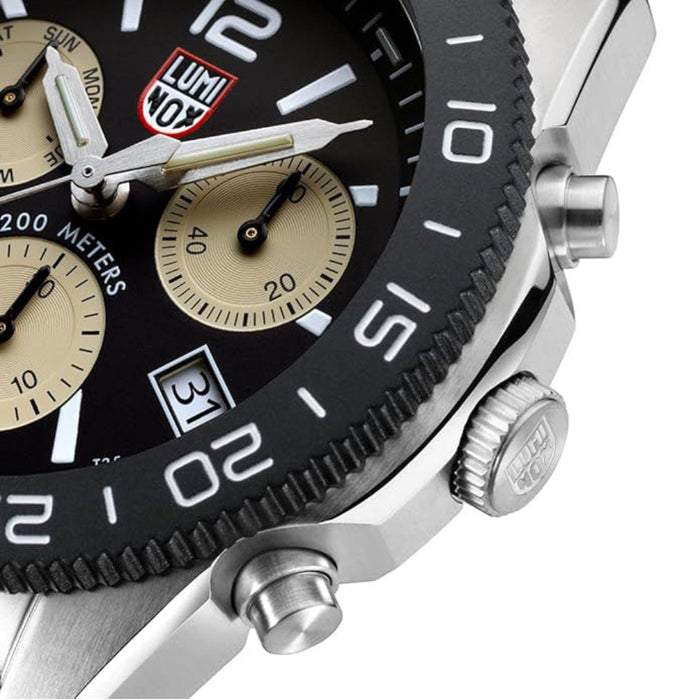 Luminox Men's Black Dial Khaki Genuine Rubber Band Chronograph Quartz Watch - XS.3150
