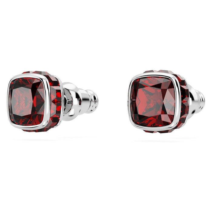 Swarovski Women's Red Rhodium Finish Square Cut January Birthstone Stud Earrings - 5660798