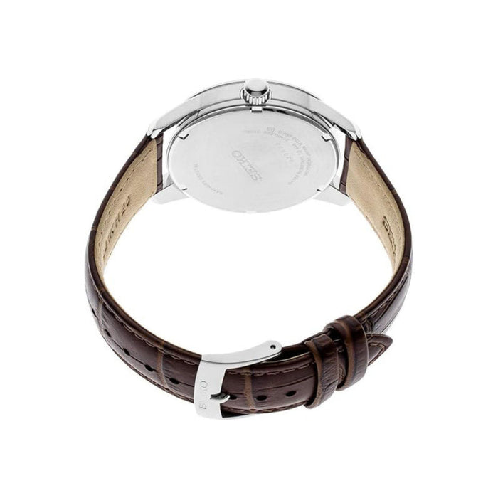 Seiko Men's Green Dial Brown Leather Band Analog Japanese Quartz Watch - SNE529