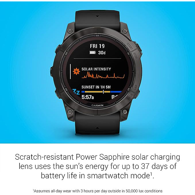 Garmin fenix 7X Pro Sapphire Solar Built-in Flashlight Solar Charging Capability Black Multisport GPS Smartwatch - 010-02778-10