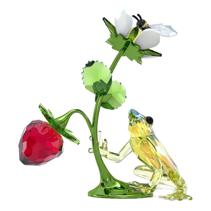 Swarovski Kid Green Champagne Gold Tone Bee And Strawberry Idyllia Frog For Home Decor - 5667599