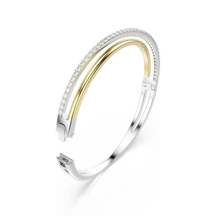 Swarovski Women's Clear Cubic Zirconia Mixed Metal Finish Round Cut Hyperbola Bangle Bracelet - 5689720