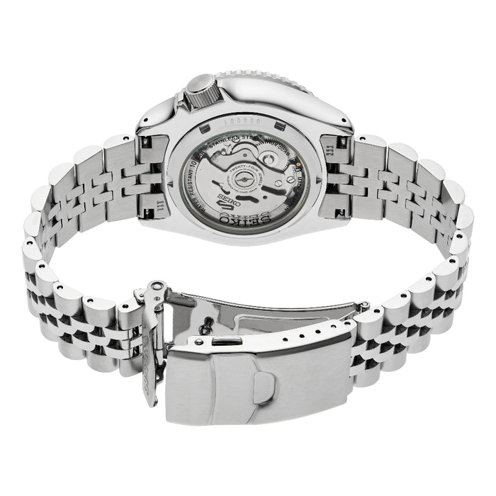 Seiko Men's Green Dial Silver Stainless Steel Band Analog Automatic Watch - SSK035