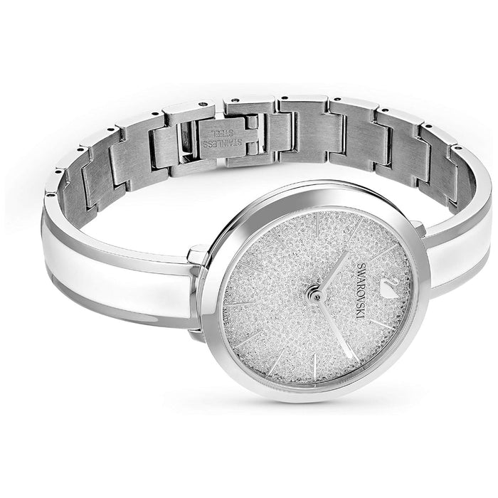SWAROVSKI Women's White Dial Silver White Metal Band Crystalline Delight Analog Swiss Quartz Watch - 5580537