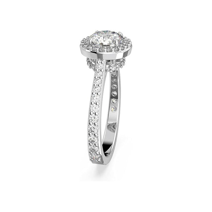Swarovski Women's Clear enterpiece and Pavé Zirconia on a Rhodium Finish Setting Size 7 Una Ring - 5636267