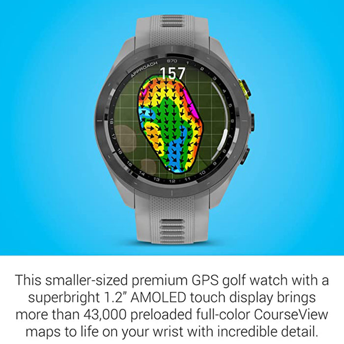 Garmin Approach S70 Black Ceramic Bezel with Powder Gray Silicone Band 42mm Premium GPS Golf Watch - 010-02746-01