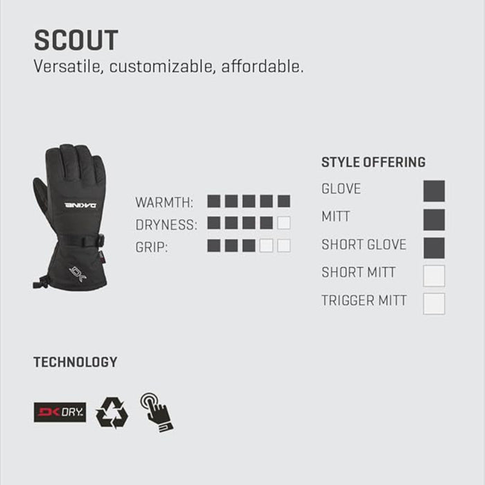Dakine Men's Carbon Scout Snowboard & Ski Mitts Large Glove - 10004298-CARBONHTR-L