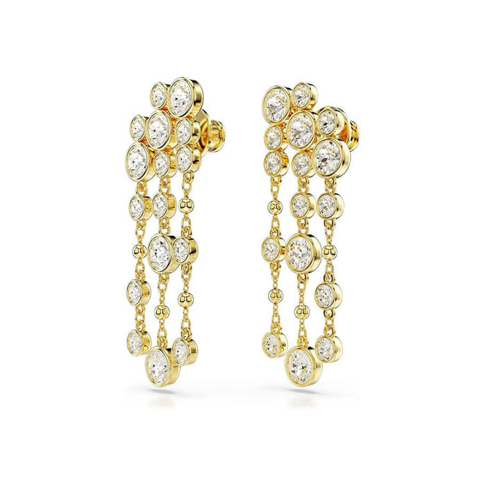 Swarovski Women's Clear Round-Cut Crystals In Gold-Tone Finished Puffy Bezel Settings Imber Chandelier Drop Earrings - 5680093