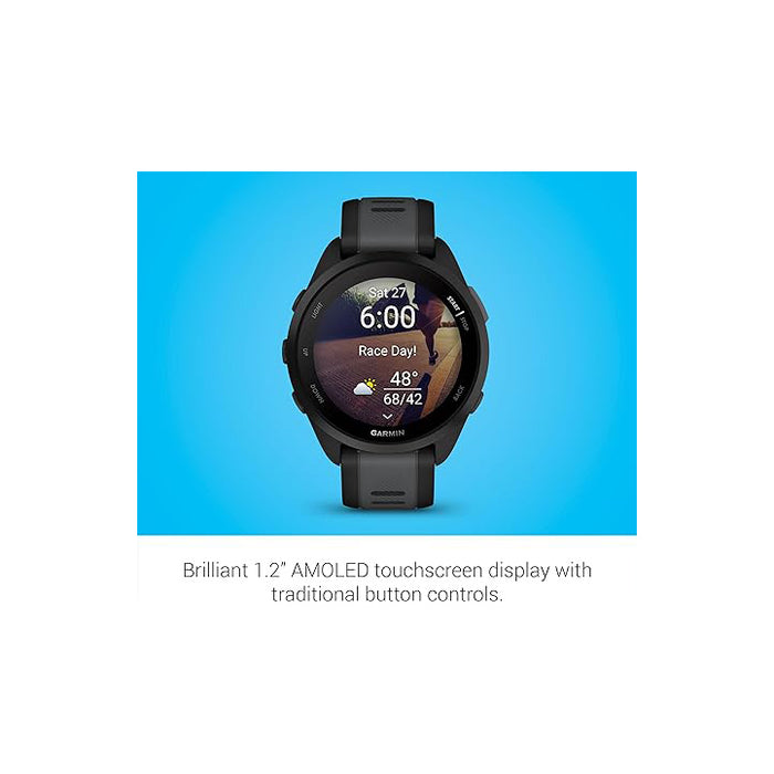 Garmin Unisex Black Forerunner 165 Colorful AMOLED Display Training Metrics and Recovery Insights Running Smartwatch - 010-02863-20