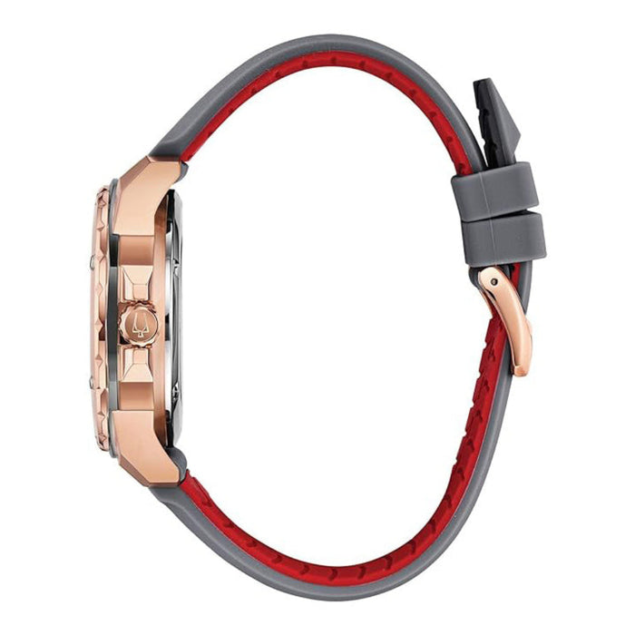 Bulova Men's Gray Dial Gray Silicone Band Analog Automatic Watch - 98A228