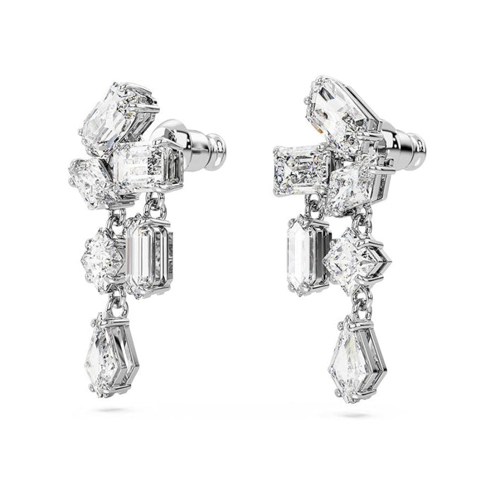 Swarovski Women's Small Mixed-Cut Clear Stones In A Rhodium Finished Setting Mesmera Drop Earrings - 5665825