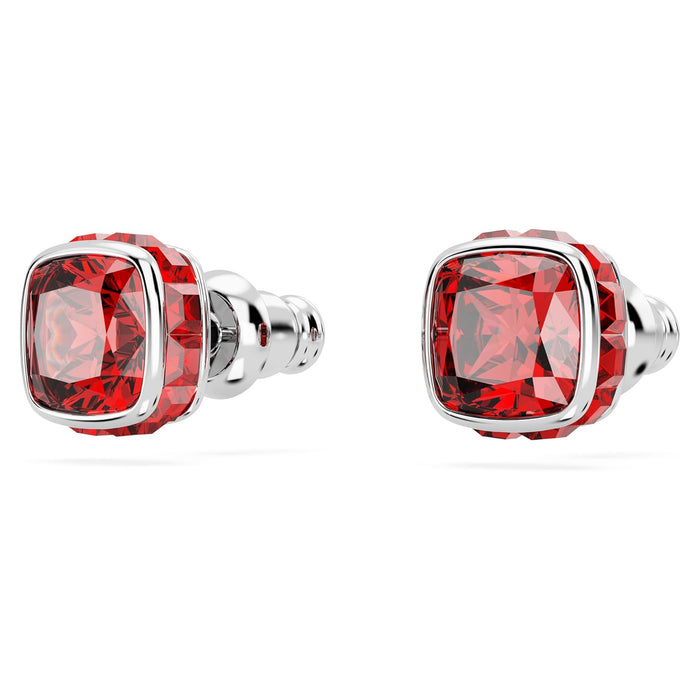 Swarovski Women's Red Square-Cut Stone and Crystals in a Rhodium-Finished Setting July Birthstone Stud Earrings - 5661959