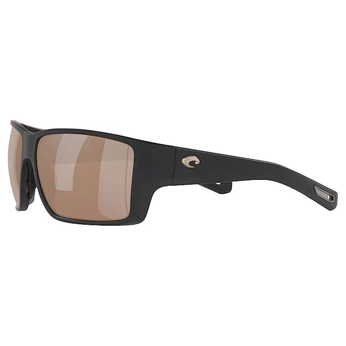 Costa Del Mar Men's Black Frame Copper Silver Mirror Lens Polarized Reefton Pro Rectangular Sunglasses - 06S9080-908003-63