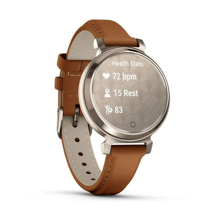 Garmin Lily 2 Women's Tan Metal Hidden Display Patterned Lens Up To 5 Days Battery Life Small And Stylish Smartwatch - 010-02839-02
