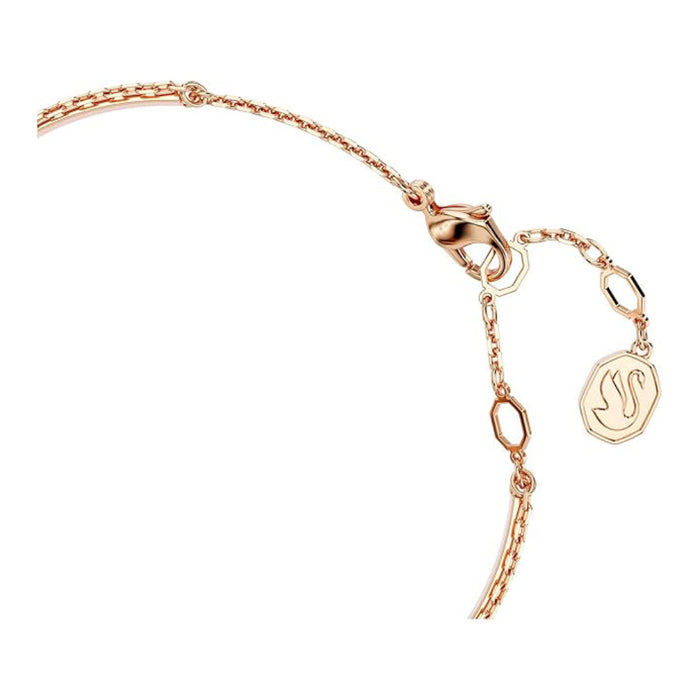 Swarovski Women's Black Pavé Crystals And Clear Round-Cut Stone In A Rose Gold-Tone Finished Setting Size S Swan Bangle Bracelet - 5688248