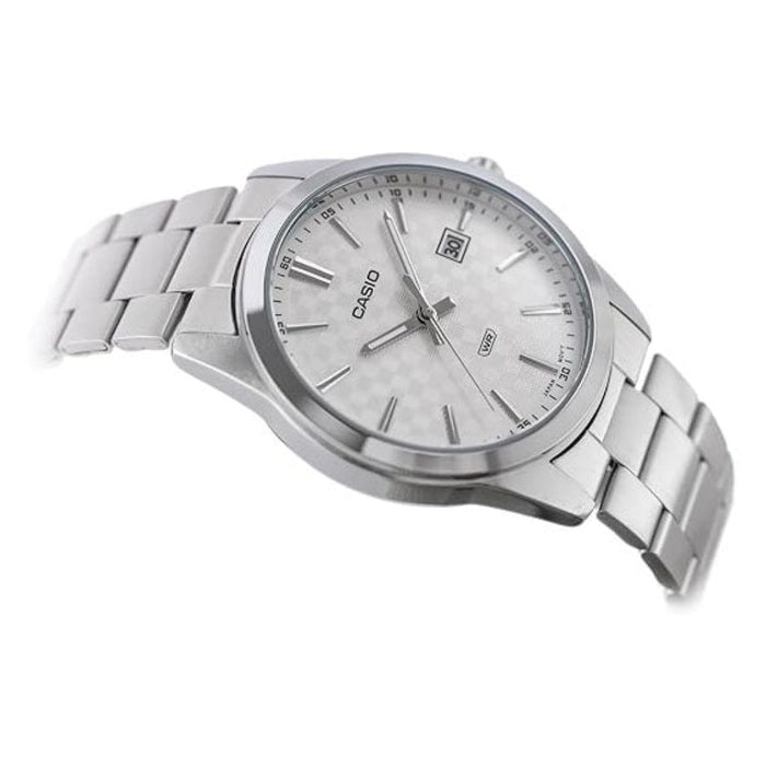 Casio Men's White Dial Metallic Stainless Steel Band Analog Quartz Watch - MTP-VD03D-7AUDF