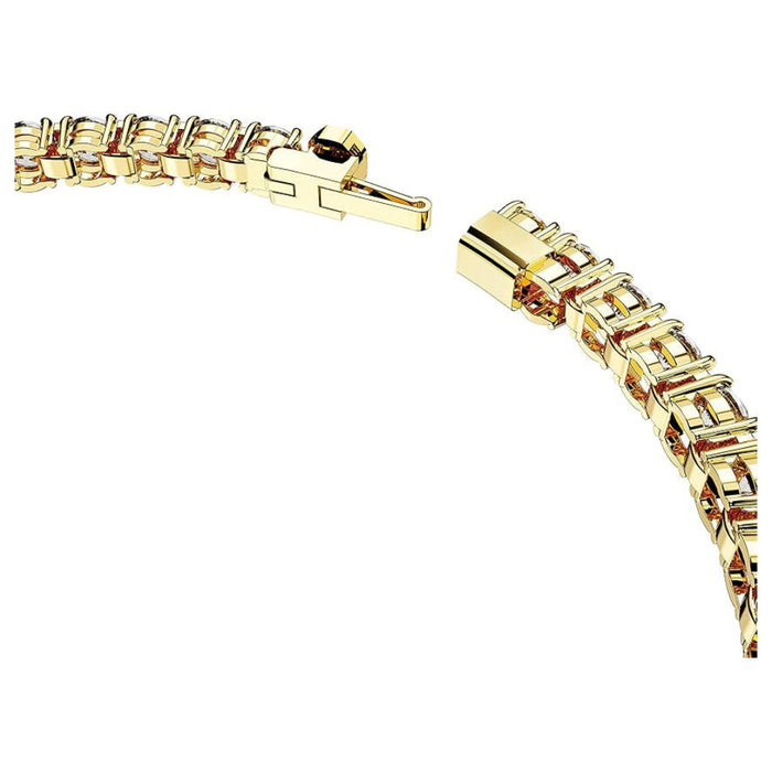 Swarovski Part of the Matrix Tennis Collection Women's Round Clear Stones on Gold-Tone Finished Band Medium Size Matrix Tennis Bracelet - 5657664