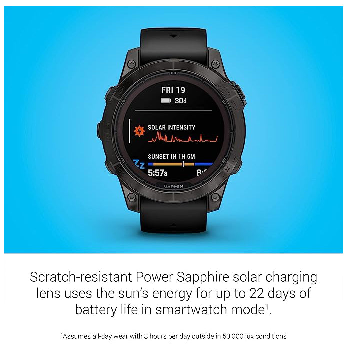 Garmin fenix 7 Pro Sapphire Solar Built-in Flashlight Solar Charging Capability Black Multisport GPS Smartwatch - 010-02777-10