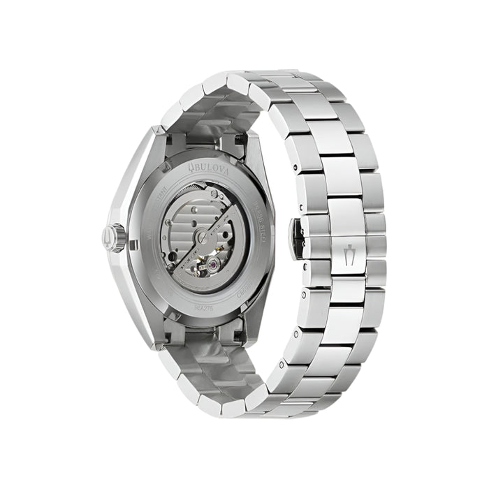 Bulova Men's Blue Dial Silver Stainless Steel Band Analog Automatic Watch - 96A275