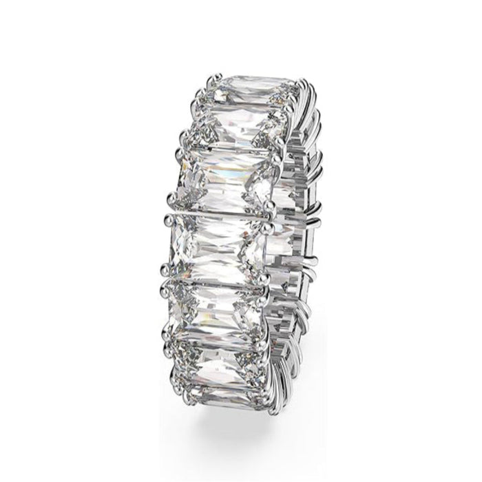 Swarovski Women's Rectangular Cut Clear Rhodium Finished Size 7 Matrix Vittore Ring - 5562129