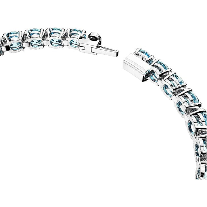 Swarovski Women's Blue Rhodium Finished Round Cut Crystals Large Matrix Tennis Bracelet - 5648929
