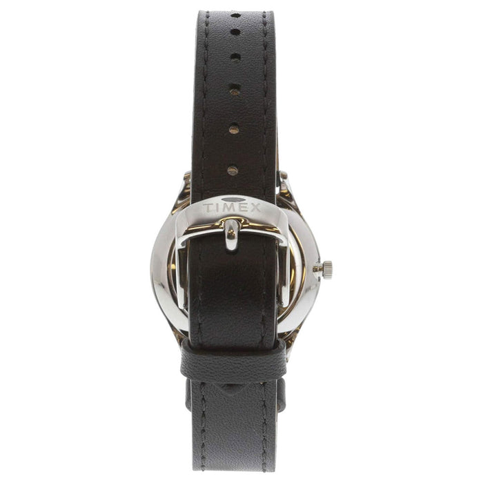 Timex Women's White Dial Black Leather Band Easy Reader Analog Quartz Watch - TW2T72100