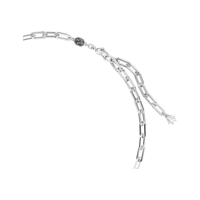 Swarovski Women's Metal Chain-Link Motif and Clear Round-Cut Crystals in a Rhodium-Finished Setting Constella Necklace - 5683360