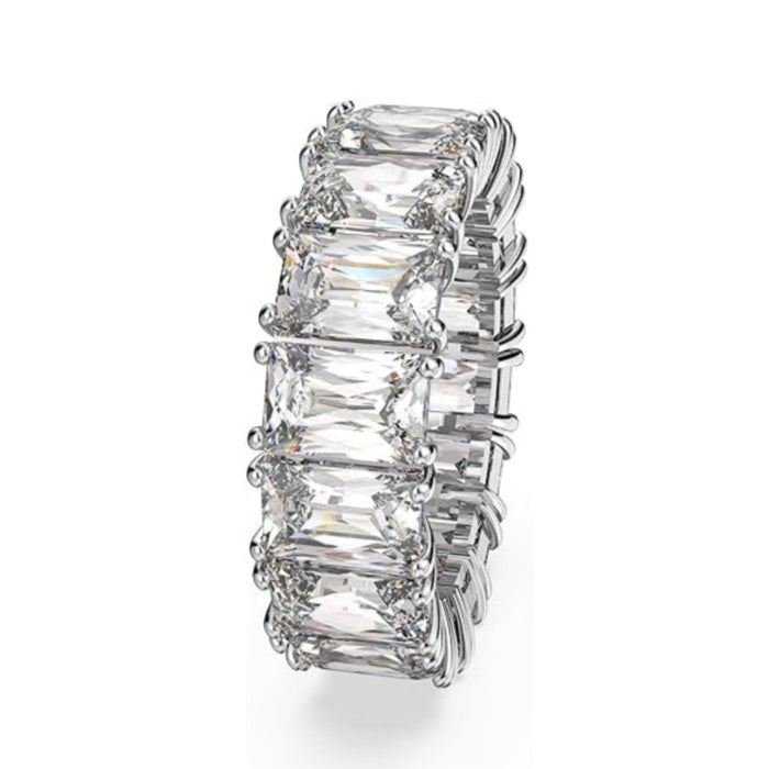 Swarovski Women's Rectangular Cut Clear Rhodium Finished Size 5 Matrix Vittore Ring - 5572699