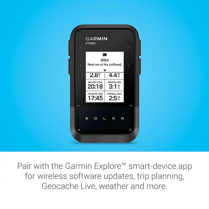 Garmin eTrex Solar Compact Water Resistant Integrated Launch Monitor Handheld Navigator GPS - 010-02782-00