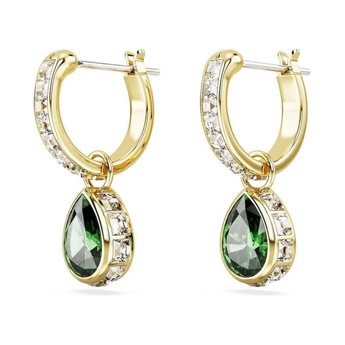Swarovski Women's Green Pear-Cut Stones in a Gold-Tone Finished Setting Chroma Drop Earrings - 5662922