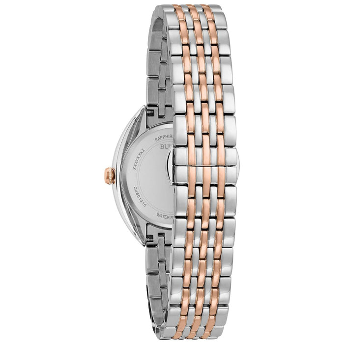 Bulova Ladies Brown Dial Two Tone Stainless Steel Band Analog Quartz Watch - 98R230