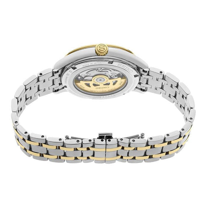 Seiko Presage Men's Gold Dial Silver-gold Two-tone Stainless Steel Band Analog Automatic Watch - SSA464