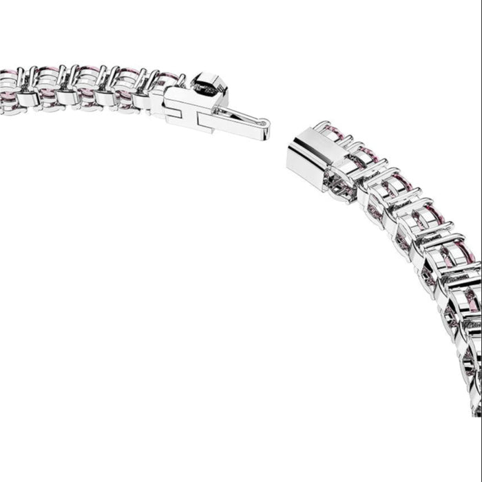 Swarovski Part of the Matrix Collection Women's Round Pink Crystals on Rhodium Finished Band Small Size Matrix Tennis Bracelet - 5648930