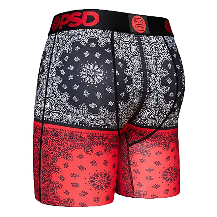 PSD Men's Black Bandana Split Boxer Briefs Large Underwear - 221180062-BLK-L