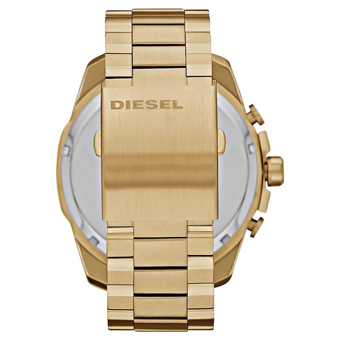 Diesel Men's Gold Dial Stainless Steel Band Analog Mega Chief Chronograph Quartz Watch - DZ4360