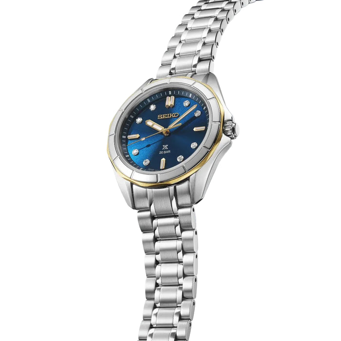 Seiko Women's Blue Dial Silver Stainless Steel Band Analog Quartz Watch - SUR620