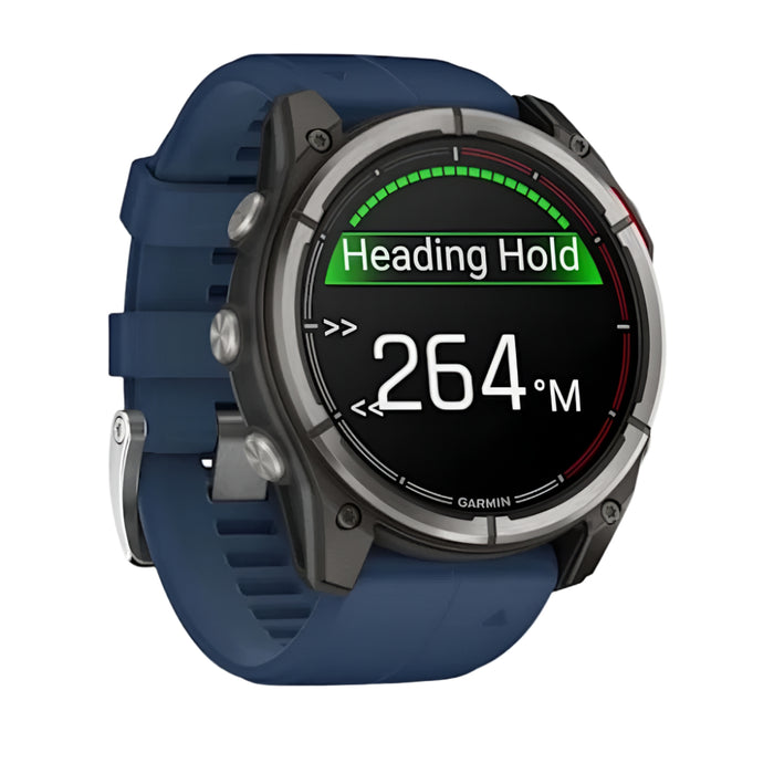 Garmin® quatix® 8 47 MM Unisex Blue Bright AMOLED Display Chartplotter Controls Built-in Flashlight 24/7 Health & Wellness Features Marine GPS Smartwatch - 010-02904-50