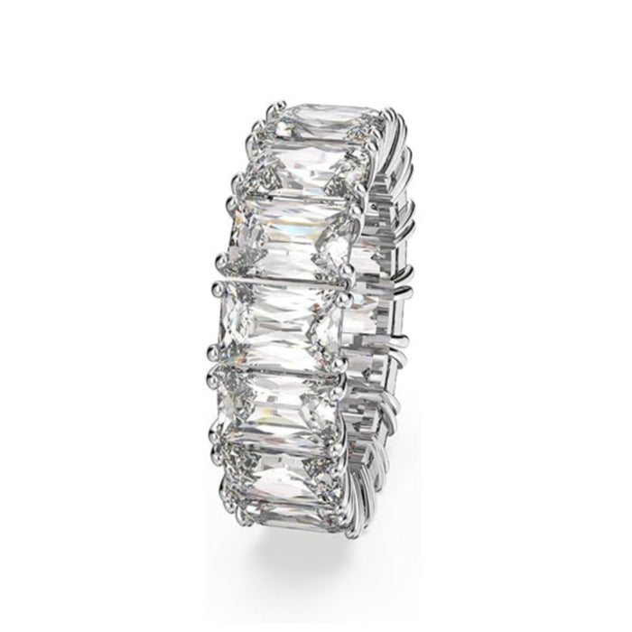 Swarovski Women's Rectangular Cut Clear Rhodium Finished Size 6 Matrix Vittore Ring - 5572689