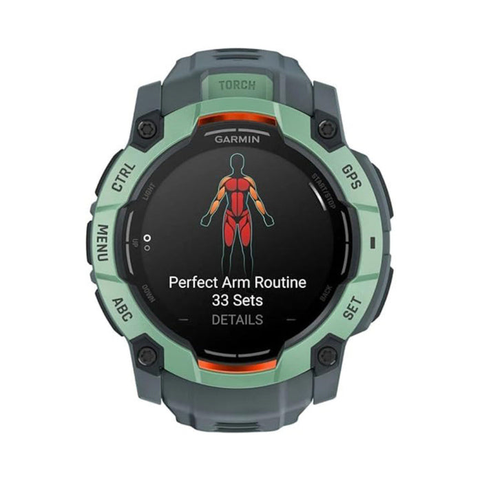 Garmin Instinct® 3 50mm Unisex Neo Tropic/Twilight AMOLED Display Metal-Reinforced Bezel Built-in Flashlight Up To 18 Days Of Battery Life Rugged Outdoor GPS Smartwatch - 010-03020-01