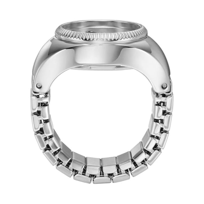 Fossil Women's White Dial Silver Stainless Steel Band Analog Quartz Two-Hand Watch Ring - ES5245