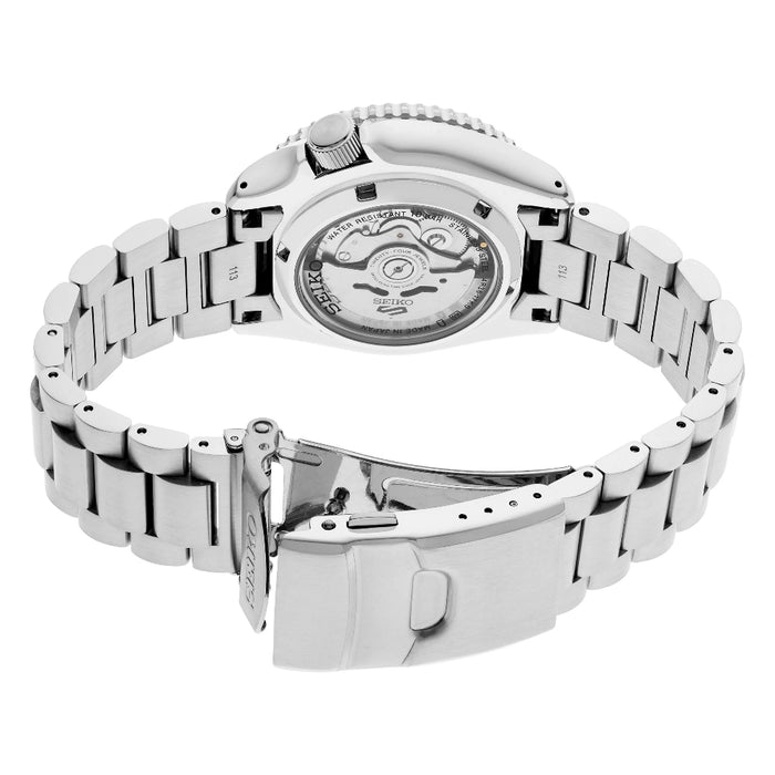 Seiko 5 Sports Men's Blue Dial Silver Stainless Steel Band Analog Automatic Watch - SRPL83